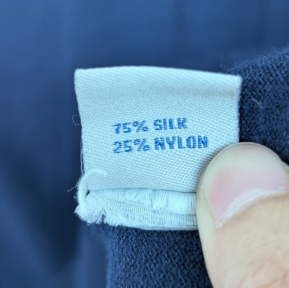 Oleg Cassini Silk Blend Navy Pullover Sweater  Collar Sz M - Picture 9 of 15